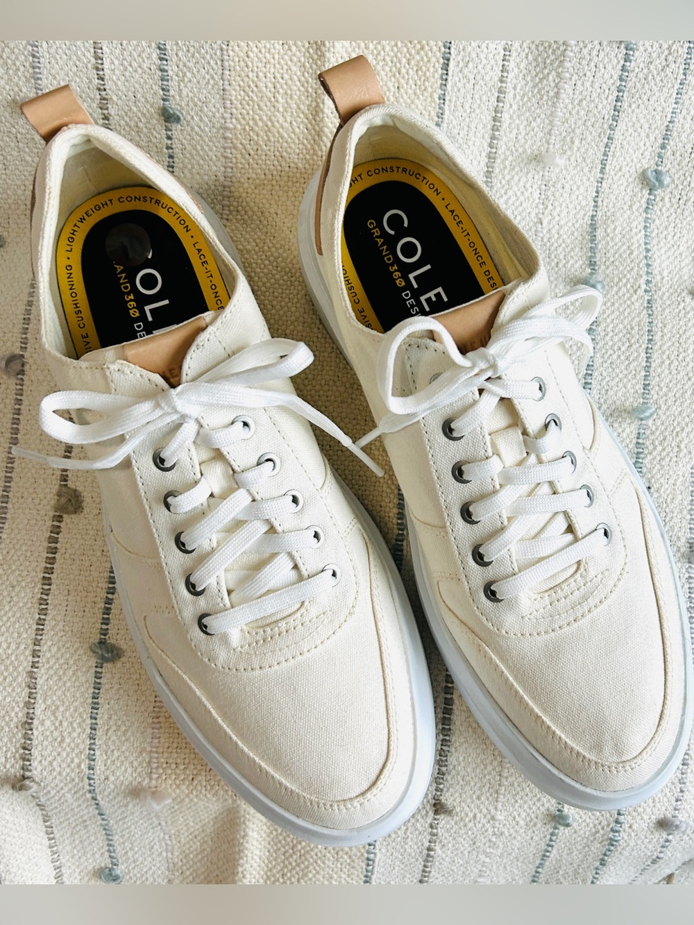 Cole Haan NWOB Men's GrandPrø Rally Canvas Court Sneaker Ivory C34713, SIZE 10M